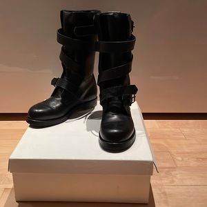 Helmut Lang moto boots black leather